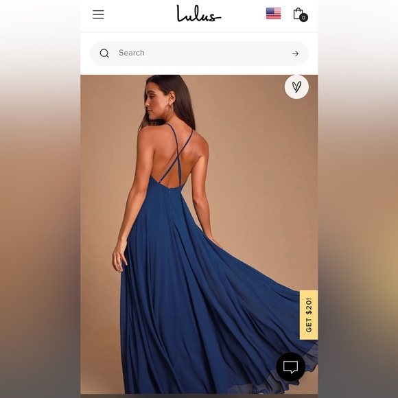 Lulus Navy Maxi Dress Open back - Size S - Like New - Picture 2 of 6